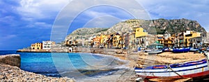 Traditional fishing village Aspra in Sicily, Italy photo