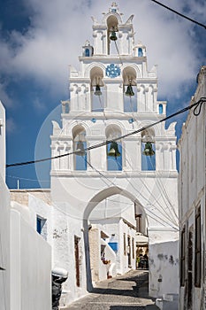 Impressive Bell Tower in Megalochori Village, Santorini