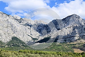 The impressive Biokovo mountains near Baska Voda, Croatia