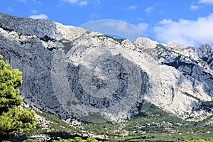 The impressive Biokovo mountains near Baska Voda, Croatia