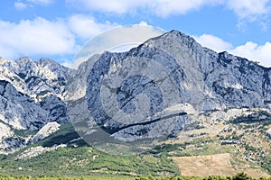 The impressive Biokovo mountains near Baska Voda, Croatia