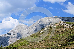 The impressive Biokovo mountains near Baska Voda, Croatia