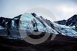 Impressive blue-black glacier wall