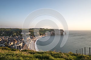 The impressive cliffs of Etretat in Normandy, France