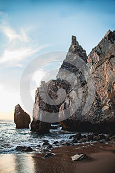 Impressive cliffs at Ursa beach in Portugal