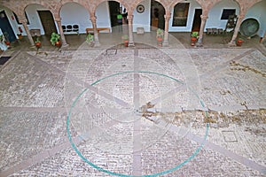 Impressive Cobblestone Courtyard of the Regional History Museum in Cusco Old City, Peru