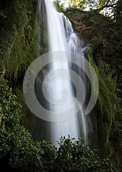 Impressive Cola de Caballo waterfall in the Monasterio de Piedra natural park, Zaragoza, Aragon