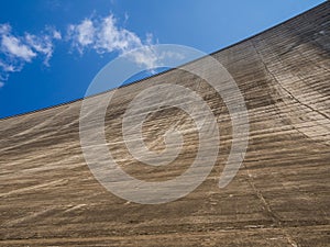 Impressive concrete wall of Katse Dam hydroelectric power plant in Lesotho, Africa