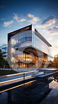 Impressive contemporary edifice: A large, modern office building redefining architectural elegance.
