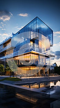 Impressive contemporary edifice: A large, modern office building redefining architectural elegance.