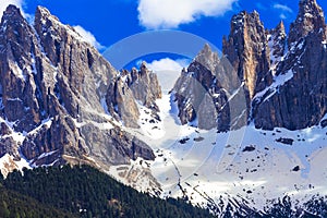 Impressive Dolomites mountains, italy photo