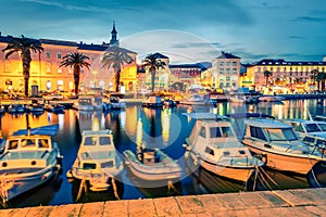 Impressive evening cityscape of Split town. Picruresque summer sunset in Croatia, Europe. Beautiful world of Mediterranean countri