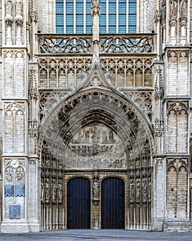 Impressive facade of the Antwerpen Cathedral