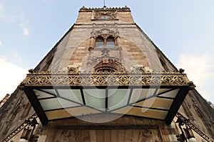 The impressive facade of the Museo Palacio Postal de Correos Correo Mayor Post Office Postal Palace with its art nouveau Canopy, photo