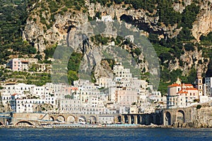 Impressive gorgeous view of town atrani on amalfi coast, italy