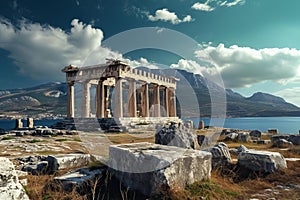 Impressive Greece temple ancient. Generate Ai