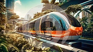 An impressive image of a magnetic levitation train illustrating the future of efficient high-speed rail travel. Environmental
