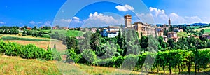Romantic vine route with medieval castles in Italy. Emiglia Romagna. photo