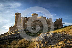 impressive medieval fortress and castle of Belmonte in Cuenca, Spain