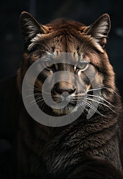 Impressive Metallic Cougar Portrait: Dark and Majestic