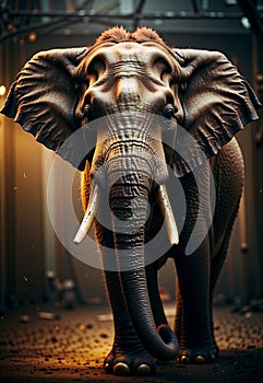 Impressive Metallic Elephant Portrait: Dark and Majestic