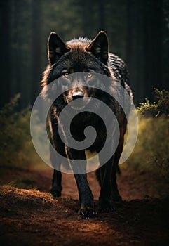 Impressive Metallic Wolf Portrait: Dark and Majestic