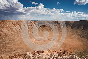 Impressive Meteor Crater, Barringer Crater in Arizona Desert photo