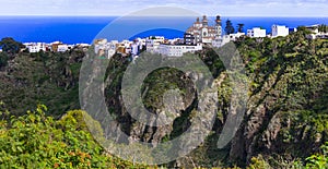 Impressive mountain village Moya over rocks - Gran Canaria, Canary islands