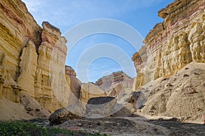 Impressive natural canyon in the Namibe Desert of Angola