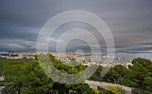 Impressive Palma, Majorca from bellver castle, ultra long exposure