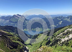 Impressive panoramas from the peaks situated between the Alpine valleys Oberseetal and Waegital or Wagital, Innerthal