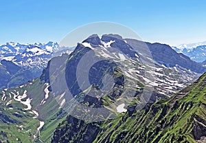 Impressive panoramas from the peaks situated between the Alpine valleys Oberseetal and Waegital or Wagital, Innerthal