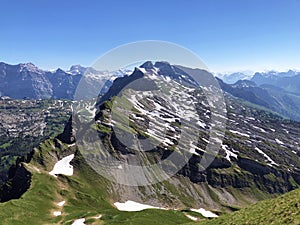 Impressive panoramas from the peaks situated between the Alpine valleys Oberseetal and Waegital or Wagital, Innerthal