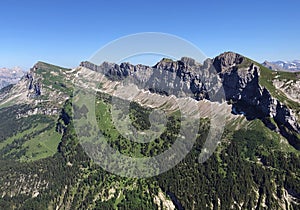 Impressive panoramas from the peaks situated between the Alpine valleys Oberseetal and Waegital or Wagital, Innerthal