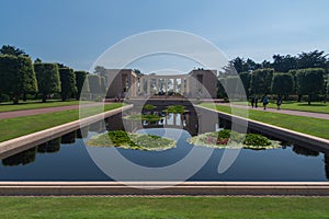 The impressive reflecting pool at The Normandy American Cemetery and Memorial, France