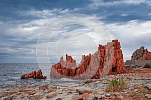 Rocce Rosse rock formations in Sardinia, Italy photo