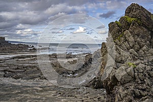 Impressive rock formations on Bude beach