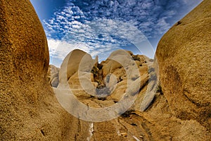 Impressive rock formations in Joshua Tree National Park, USA