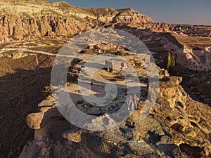 Impressive sandstone forms in a canyon near Chavusin village, Cappadocia, Nevsehir province, Anatolia region, Turkey