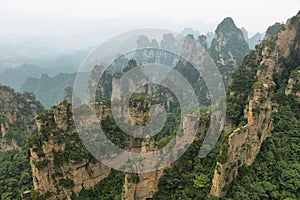 Impressive sandstone pillars in Yangjiajie area