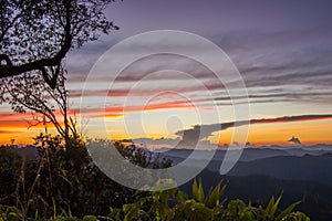 Impressive scenery during sunset from Kiew Lom viewpoint,Pang Mapa districts,Mae Hong Son,Northern Thailand. photo