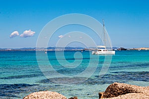 Impressive sea view: the amazing colors of the mediterranean sea in La Sabina, Formentera Island, Baleares, Spain