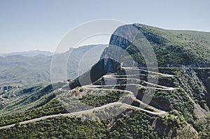 The impressive Serra da Leba mountain pass with many winding curves near Lubango, Angola