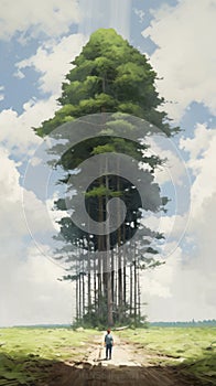 Impressive Skies And Grandeur Of Scale: A Conceptual Painting In The Style Of Makoto Shinkai