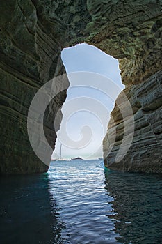 impressive spot of rock formations view from the interior in Greece islands