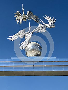 Impressive stork statue, Independence Square, Tashkent, Uzbekistan