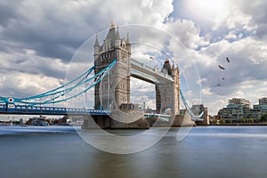 The impressive Tower Bridge in London on a sunny summer day