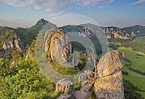 Impressive, unusual rocky area in the light of summer evening, Slovakia