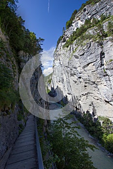 Impressive valley of the river aare in the swiss alps