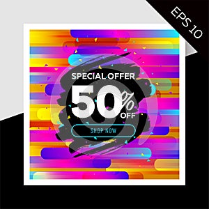 Impressive Vector Sale Layout with Trendy Colorful Elements.